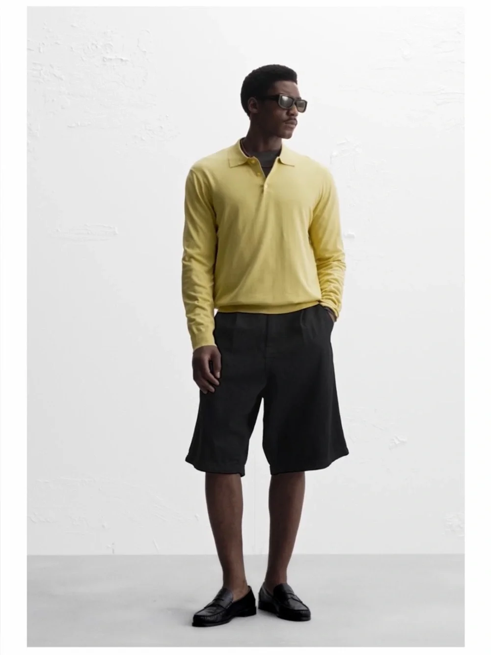 NWT Zara Men's Knit Polo Sweater Lime Green Size XL